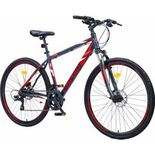 Corelli Trivor 2.1 28 Jant 18'' Hidrolşk Disk Frenli Şehir Bisikleti Koyu Gri - Kırmızı Beyaz
