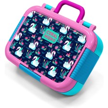 Coral High Kids Neon Mercan Lacivert Kuğu Desenli Paslanmaz Çelik Beslenme Kabı 39304