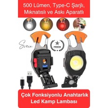 Svein #ledlamba 500 Lümen Çok Fonksiyonlu Anahtarlık Kamp Lambası Type-C Mıknatıslı Hafif Outdoor Şarjlı