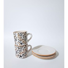 Hazem 2 Kişilik Leopar Motiflitürk Kahve Fincan Takımı