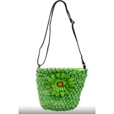 Bay Şapkacı - Papatya Detaylı Örgü Kız Çocuk Çapraz ÇANTA-7030