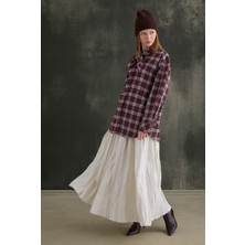 HE-QA Fular Yaka Ekose Gömlek Bordo