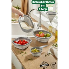 Muf Home Qlux Ideas 5 Parça Katlanabilir Mutfak Seti - Yer Kaplamayan Pratik Süzgeç Seti - Bpa Free