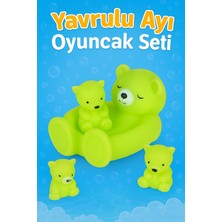 Hak-İş Oyuncak Filede Yavrulu Ayı Vinil Oyuncak Seti – 4’lü Sevimli Banyo Oyuncağı