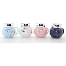 Eco Lounge Ayna Kapaklı Astronot Tasarımlı Porselen Kupa Bardak