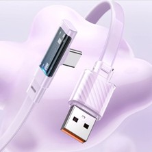 Mcdodo CA-3424 USB-A to Type-C 100W L Tip Süper Hızlı Şarj Kablosu 1.8m Mor