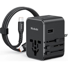 Mcdodo CP-3270 GlobePower 45W 3C2A Universal Seyahat Adaptörü | Type-C Kablolu | Siyah