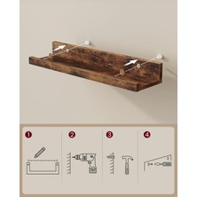 Vasagle Duvar Rafları, 3'lü Set, Yüzer Raflar, Uzunluk 38 Cm, Dekoratif Öğeler, Baharat Kavanozları ve Resim Çerçeveleri Için Yükseltilmiş Ön Kenar, Eski Kahverengi LWS037X01