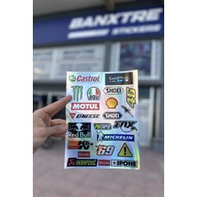Banxtre Motor ve Kask Için  Sponsorlu Markalar Hologramlı A4 Sticker Pack Seri -2
