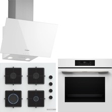 Bosch Beyaz 3 Lü Ankastre Set 491 ( HJG852YW0T - POP6C2P31O - DWK63PJ20T ) - 3D Fry Hava ile Kızartma
