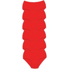 İlk El Grup Ieg™ 6 Adet Tutku Kadın Yüksek Bel Bato Kalın Lastik Külot Kırmızı