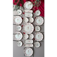 Yiğit Seramik Züccaciye Lavinya Model 6 Kişilik 21 Parça Röfyeli Modern Kahvaltı - Brunch Takımı (Fuşya)