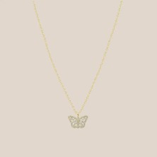 Altıntaş Minimal Bagetli Kelebek Altın Kolye