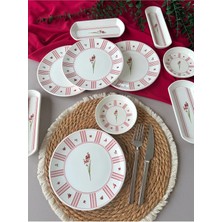 Yiğit Seramik Züccaciye Lavinya Model 4 Kişilik 10 Parça Röfyeli Modern Kahvaltı - Brunch Takımı (Fuşya)