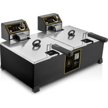 Emir Black Gold Seri 8+8 Litre Endüstriyel Fritöz – Piano Black – Profesyonel Kullanım