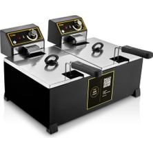 Emir Black Gold Seri 5+5 Litre Endüstriyel Fritöz – Piano Black – Profesyonel Kullanım