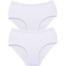 İlk El Grup Ieg™ 2 Adet Tutku Kadın Yüksek Bel Bato Kalın Lastik Külot Beyaz