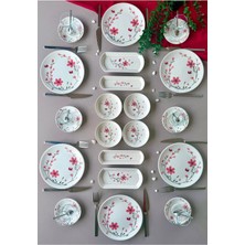 Yiğit Seramik Züccaciye Bahar Model 6 Kişilik 20 Parça Kahvaltı Takımı - Brunch Set (Pembe