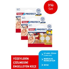 Tesa Zemin Koruyucu Keçe Daire Beyaz 22MM 12ADT x 3 Paket (Toplam 36 Keçe)