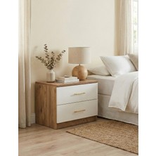 İNDEPPO Loft 2 Çekmeceli Komodin (Ceviz - Beyaz)