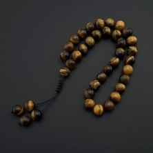 Seven Art Jewelry Orijinal Doğal Taş 8mm Kaplan Gözü 33'lü Tesbih, Erkek Hediye, El Yapımı Tesbih (Ayarlanabilir İmame)