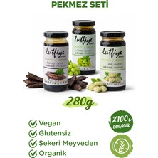Lutfiye Organik Pekmez Seti (Keçiboynuzu, Dut, Üzüm) – 3’lü Karışık, Şekeri Meyveden (3 x 280G)
