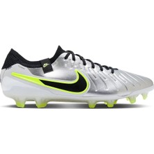 Nike Tiempo Legend 10 Elite Fg Pro Soccer Shoes Çim Saha Kramponu Gri Yeşil