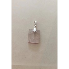 Pozitif Doğal Taş Doğal Kunzit Kristali Gümüş Malzemeli Kolye Ucu 510-1