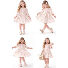 Tivido 2788 Çiçek Desenli Kız Çocuk Bayramlık Etekli Elbise