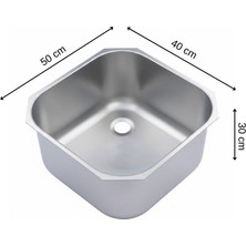 Üret Çelik Üret Endüstriyel Evye 40X50X30 cm – 304 Paslanmaz Çelik