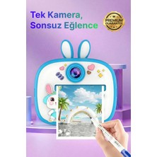 Q7 Taşınabilir Fotoğraf Yazıcı ve Kamera BUNNY Mavi
