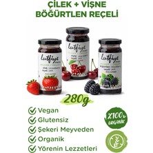 Lutfiye Organik Reçel Seti – Çilek, Vişne, Böğürtlen – 3’lü Karışık, Şekeri Meyveden (3 x 280G)