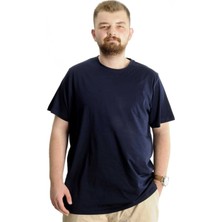 ModeXL Büyük Beden Erkek Tshirt Bisiklet Yaka Basic 20031 Lacivert