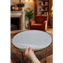 Yuvarlak Salon Sehpa Örtüsü Silinebilir Modern Dekoratif Kaliteli Dantel Desenli Masa Örtüsü.