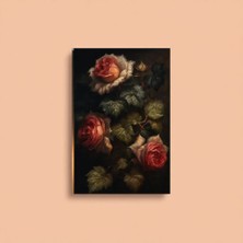 Özkacar Group 20x30 cm Modern Tasarım Eskimiş Görünümlü Çiçek Kanvas Tablo %100 Pamuk