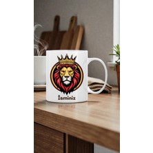 Broşürevim Aslan Kral Temalı Kişiye Özel Isim Yazılabilen 300 ml Kahve Günlük Kullanım Kupa Bardak