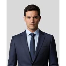 1001 Kravat Lacivert Desenli İnce Kravat - 7 cm genişliğinde