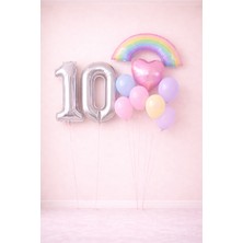 Kız Çocuk Gökkuşağı Pastel Doğum Günü 2 Rakam Balon Seçenekli Mini Balon Seti