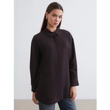 LC Waikiki Kahverengi Bağlama Detaylı Kadın Gömlek Tunik