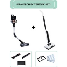 Pirantech ES-511 Katlanabilir Şarjlı Süpürge & CB702 Buharlı Mop | Halı ve Sert Zemin Temizleyici