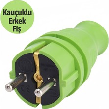 Badem10 Kauçuk Erkek Düz Fiş Yeşil Renk Dayanıklı Elektrik Fişi Güçlü Kablo Bağlantısı Priz Uyumlu