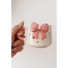 Leylooks Siyah Fiyonk Detaylı Kupa Bardak (Kraft Kutulu Gönderim)