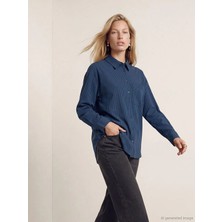 LC Waikiki Lacivert Çizgili Modal Karışımlı Kadın Gömlek