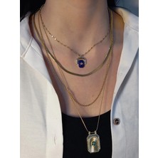 Euro Aksesuar Gold Kaplama Katmanlı Çelik Kolye Seti