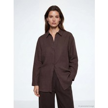 LC Waikiki Kahverengi Müslin Kadın Gömlek Tunik