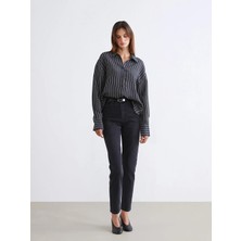 LC Waikiki Siyah Çizgili Kadın Gömlek