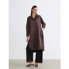 LC Waikiki Kahverengi Loose Fit Kadın Gömlek Tunik