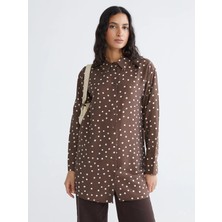 LC Waikiki Kahverengi Puantiyeli Kadın Gömlek Tunik