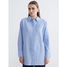 LC Waikiki Mavi Çizgili Kadın Gömlek Tunik