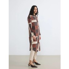 LC Waikiki Kahverengi Desenli Kadın Gömlek Tunik